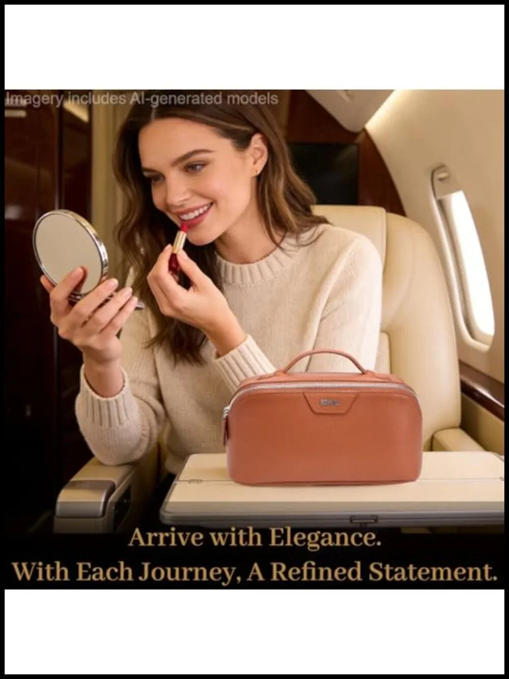 Genuine Leather 3-Piece Travel Makeup Bag Set with Organizers